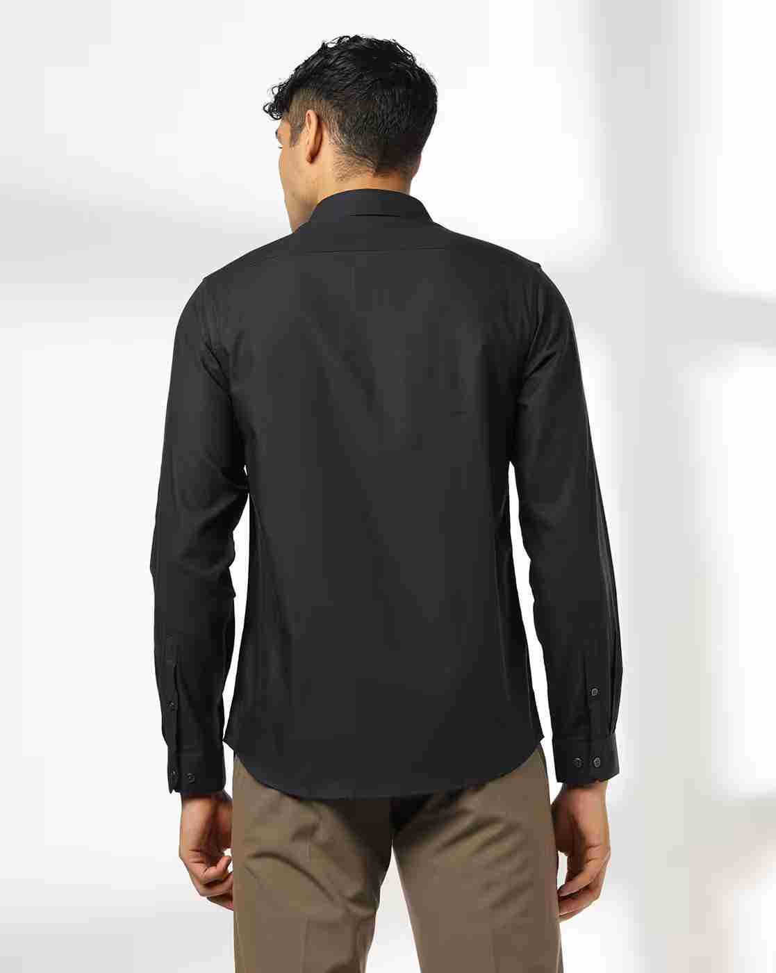 John Players | Men Slim Fit Cotton Shirt with Patch Pocket|2