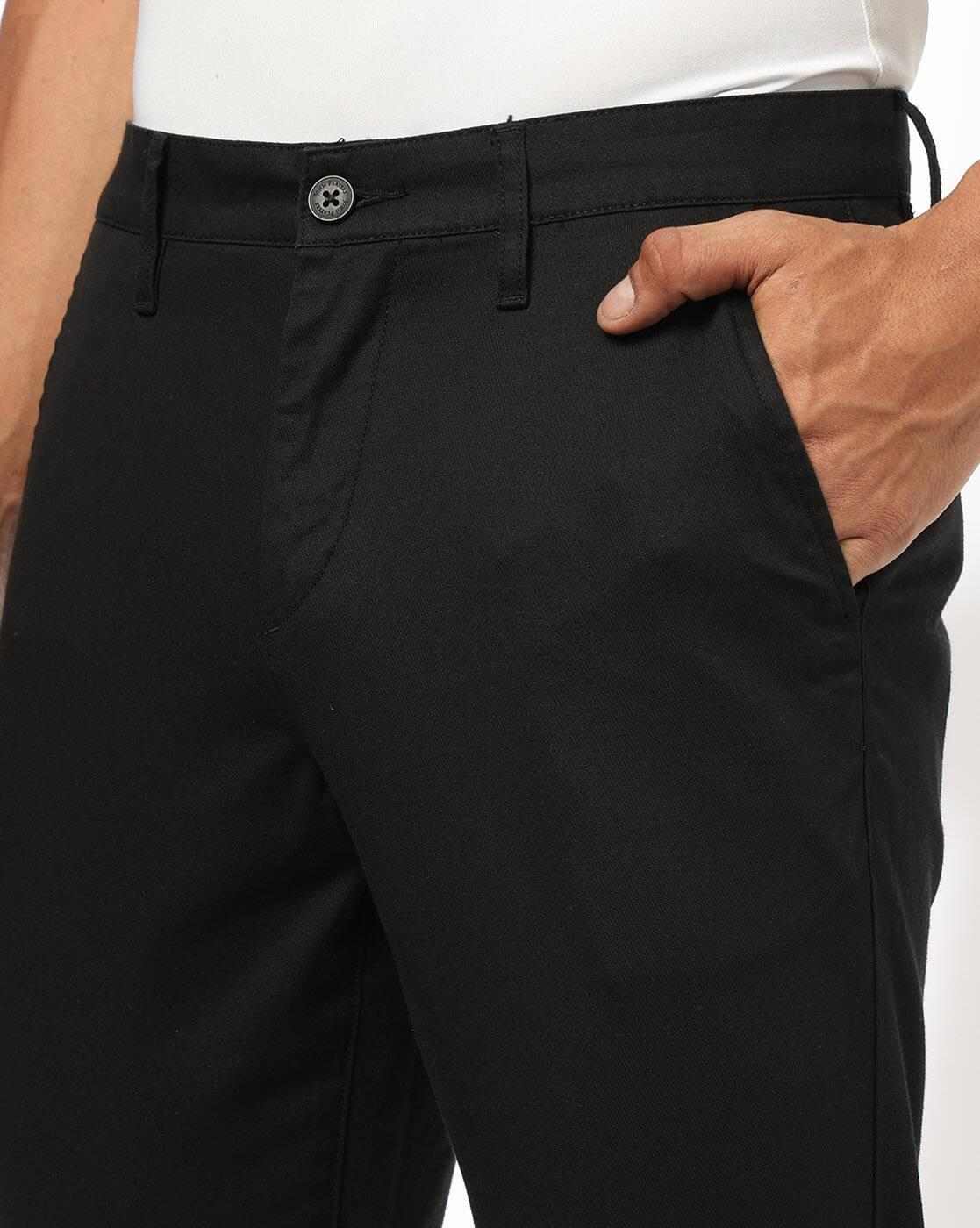 John Players | Slim Fit Flat-Front Casual Trousers|3