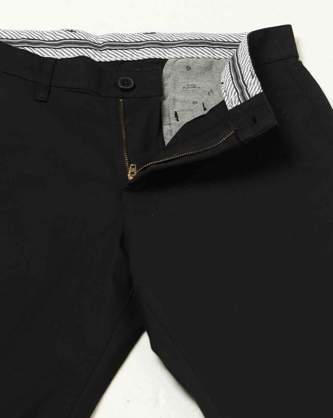 John Players | Slim Fit Flat-Front Casual Trousers|4