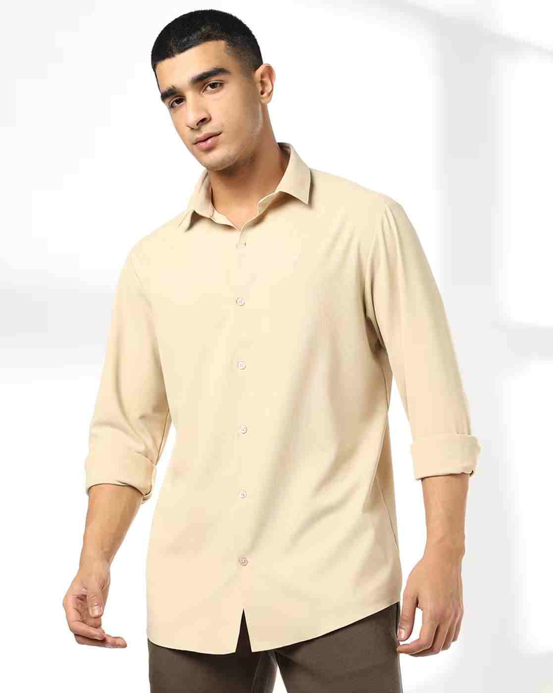 Men Slim Fit Shirt with Logo Embroidery