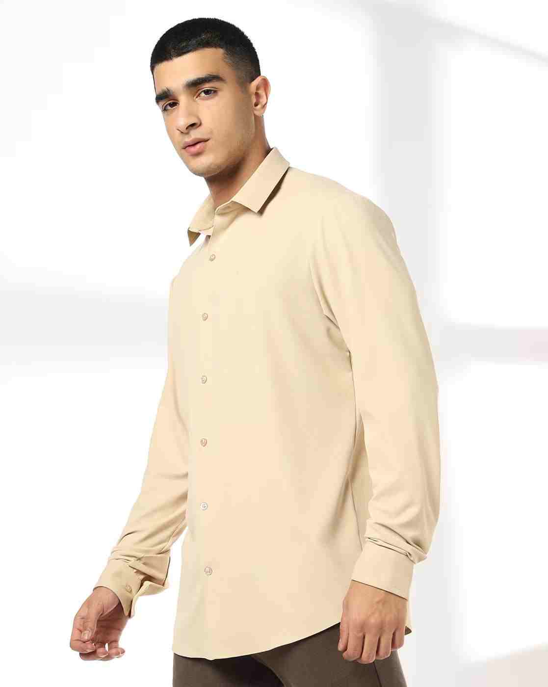 John Players | Men Slim Fit Shirt with Logo Embroidery|1