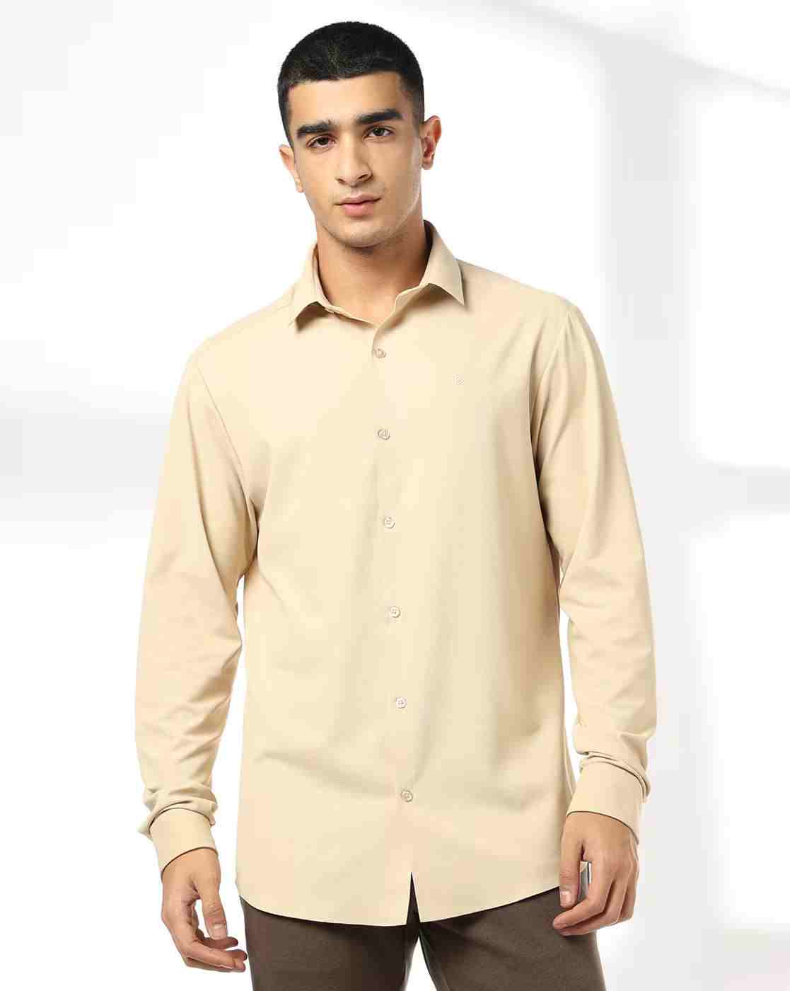 John Players | Men Slim Fit Shirt with Logo Embroidery|3
