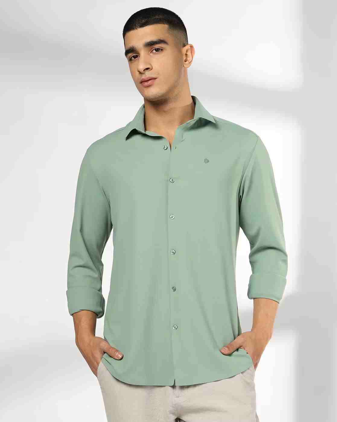John Players | Men Slim Fit Shirt with Logo Embroidery|0