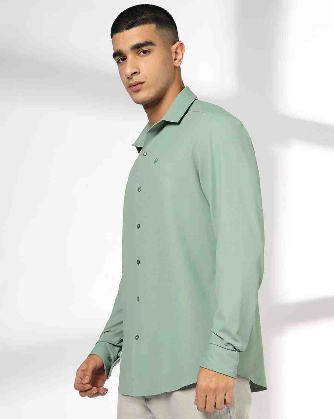 John Players | Men Slim Fit Shirt with Logo Embroidery|1
