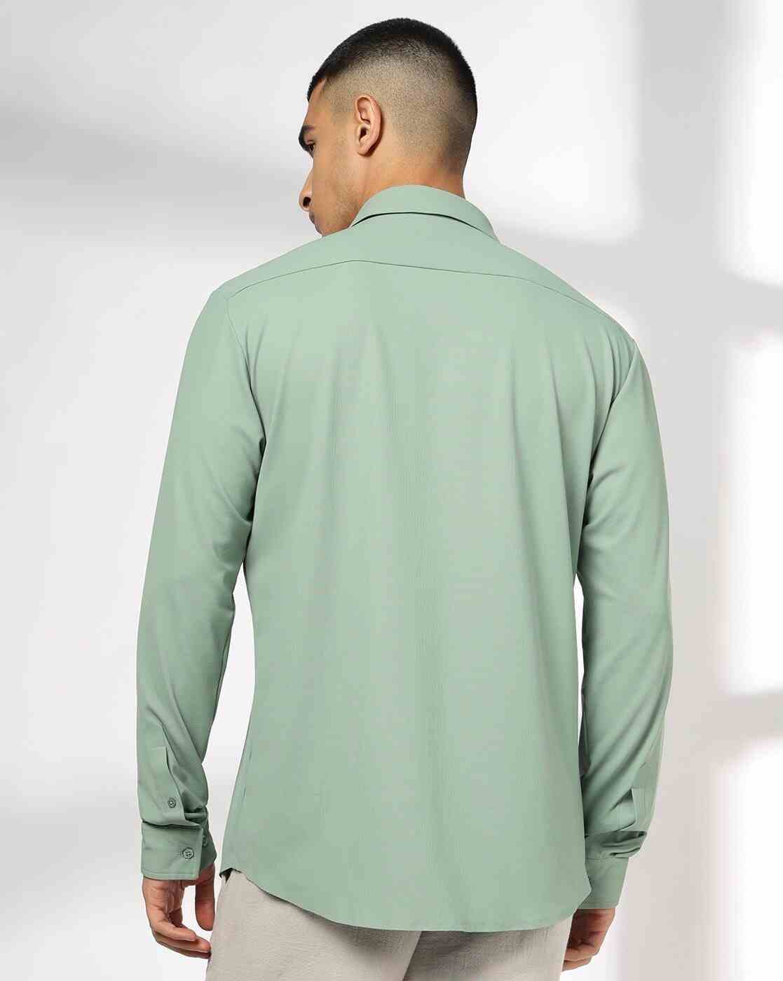 John Players | Men Slim Fit Shirt with Logo Embroidery|2
