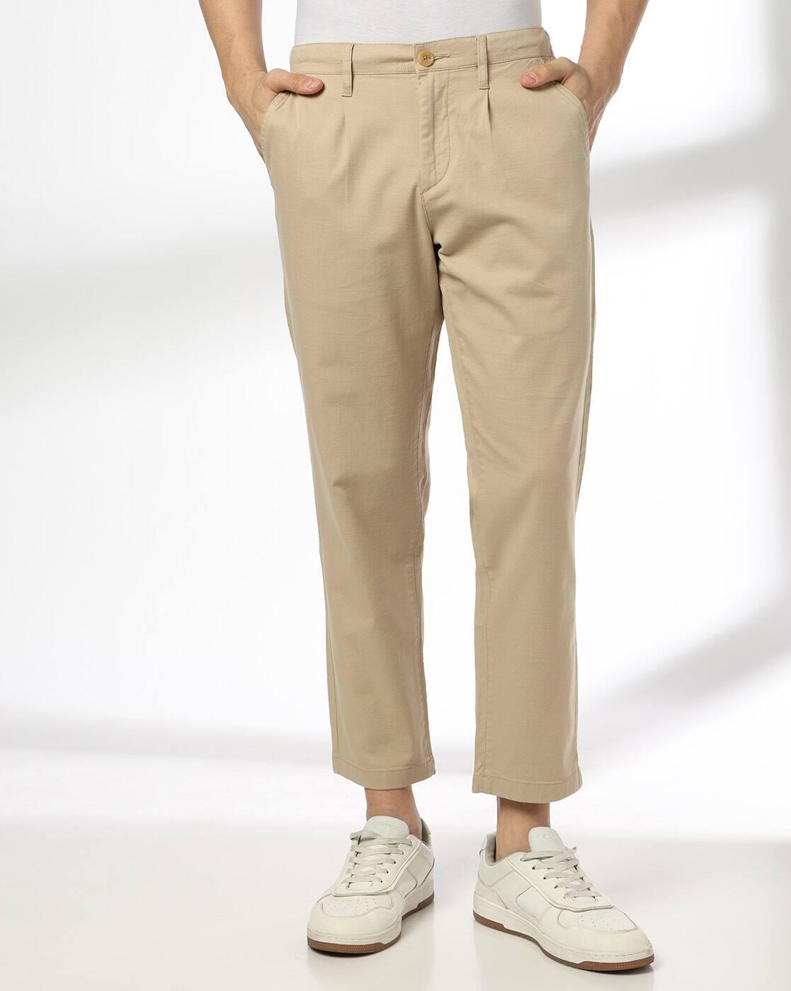 Men Relaxed Fit Pleated Chinos