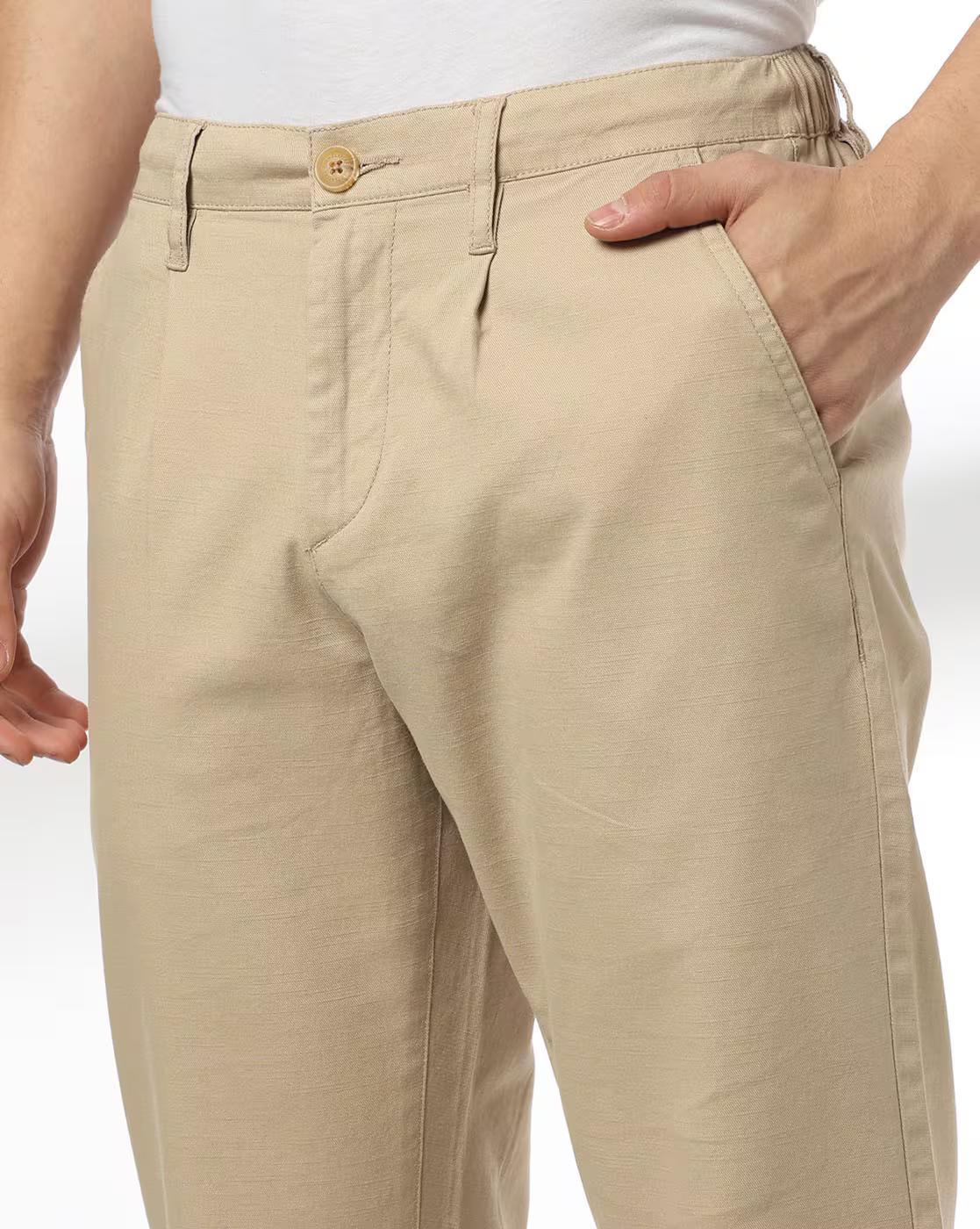 John Players | Men Relaxed Fit Pleated Chinos|3