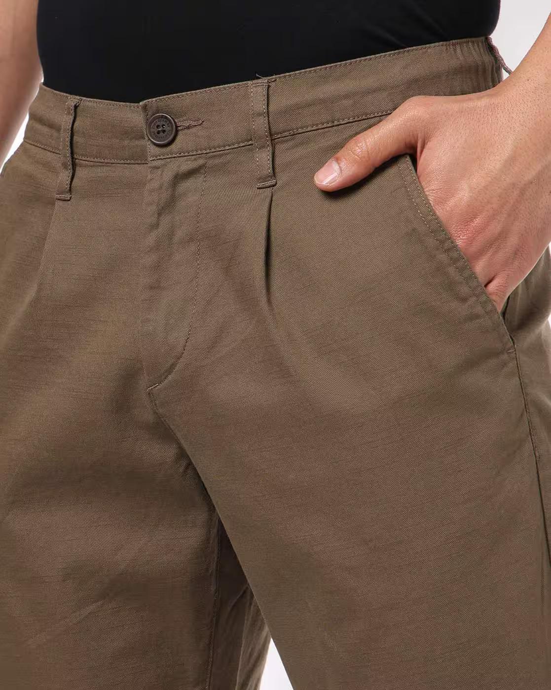 John Players | Men Comfort Fit Pleated Chinos|3
