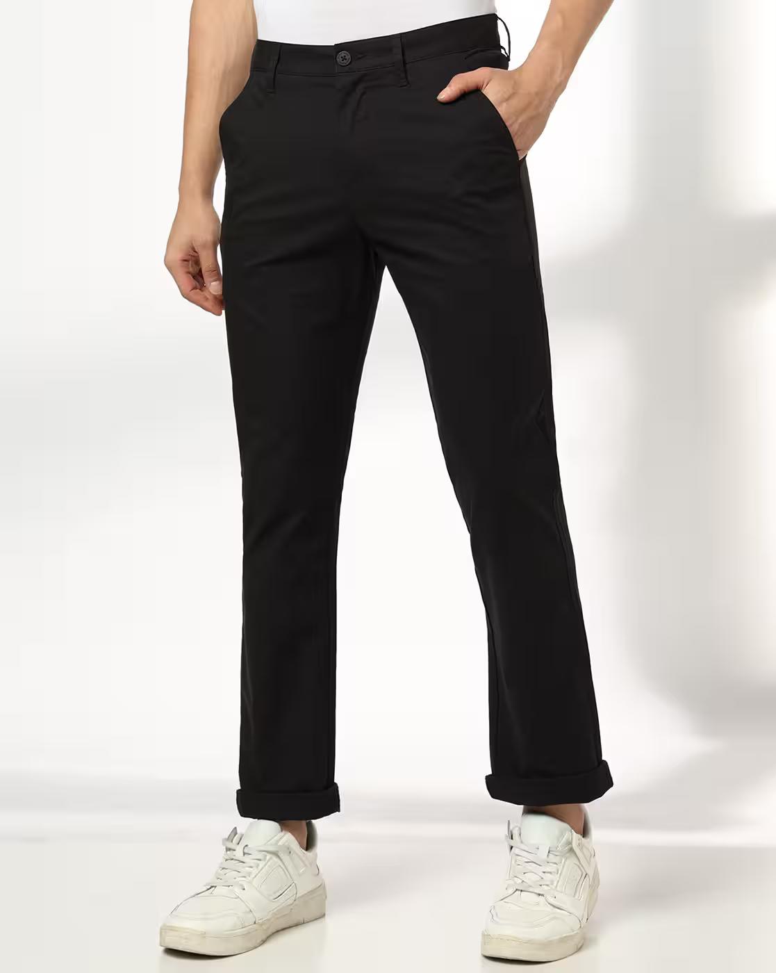 Men Straight Fit Flat-Front Chinos