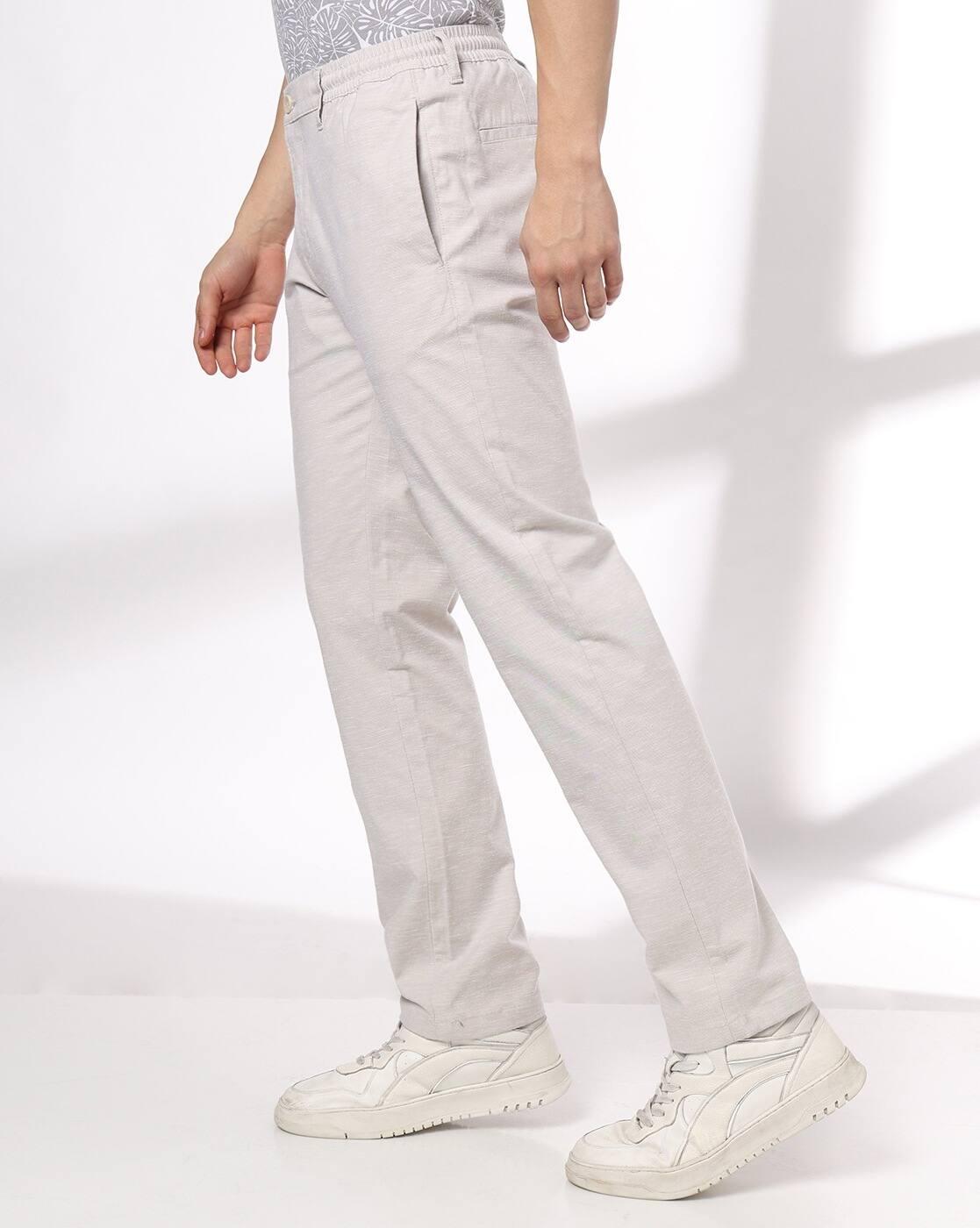 John Players | Men Patterned Straight Fit Flat-Front Trousers|1