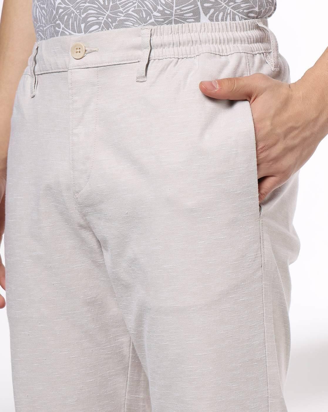 John Players | Men Patterned Straight Fit Flat-Front Trousers|3