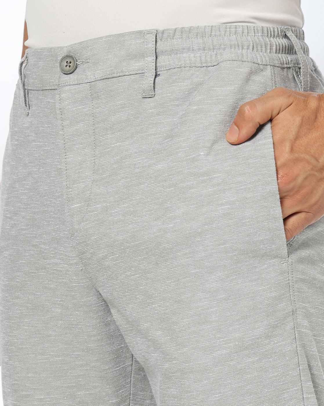 John Players | Men Heathered Straight Fit Flat-Front Trousers|3