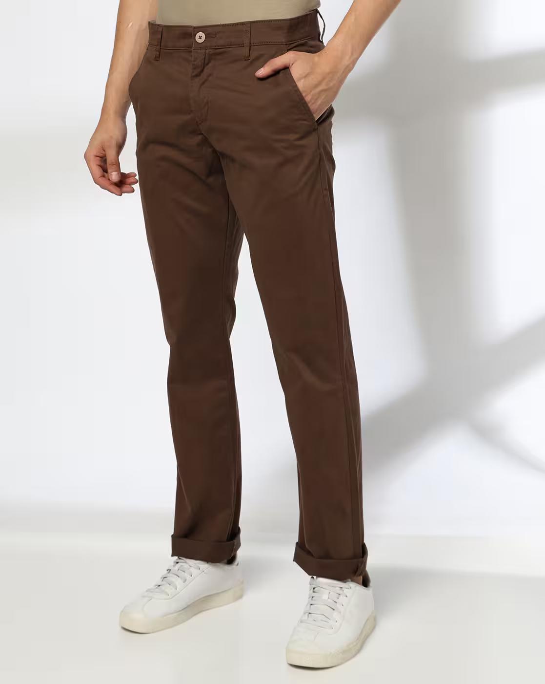 Men Straight Fit Mid-Rise Chinos