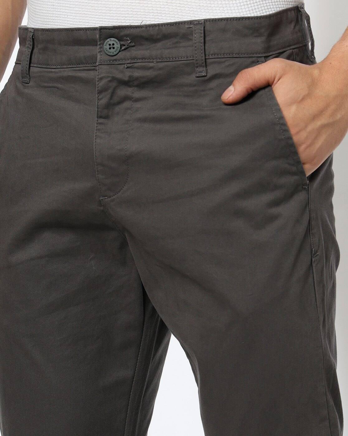 John Players | Men Straight Fit Mid-Rise Chinos|3