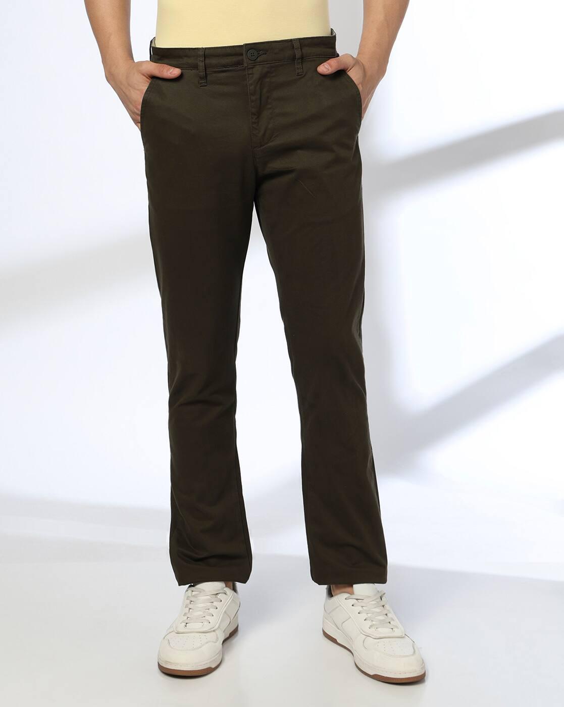 Men Straight Fit Mid-Rise Chinos