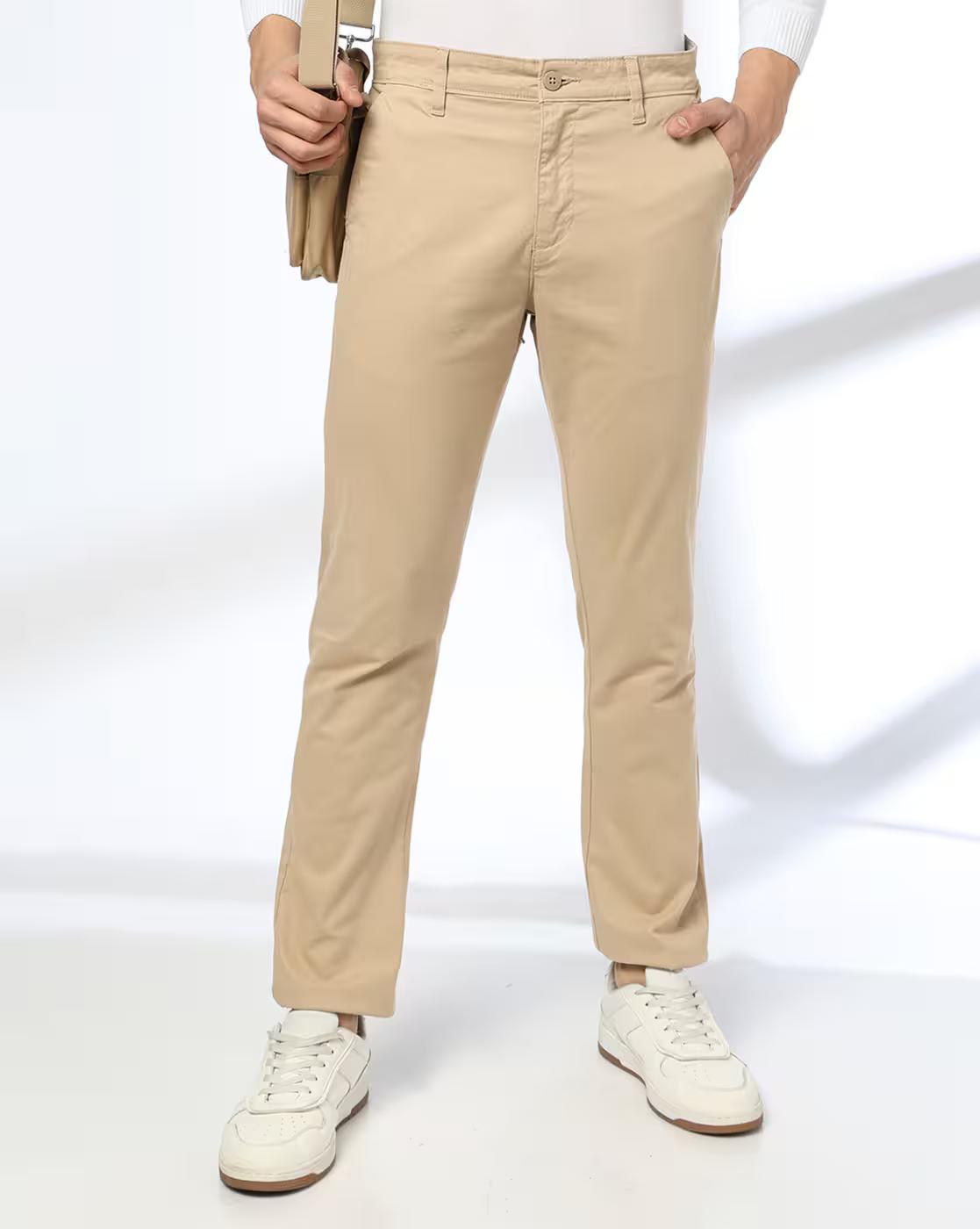 Men Straight Fit Mid-Rise Chinos