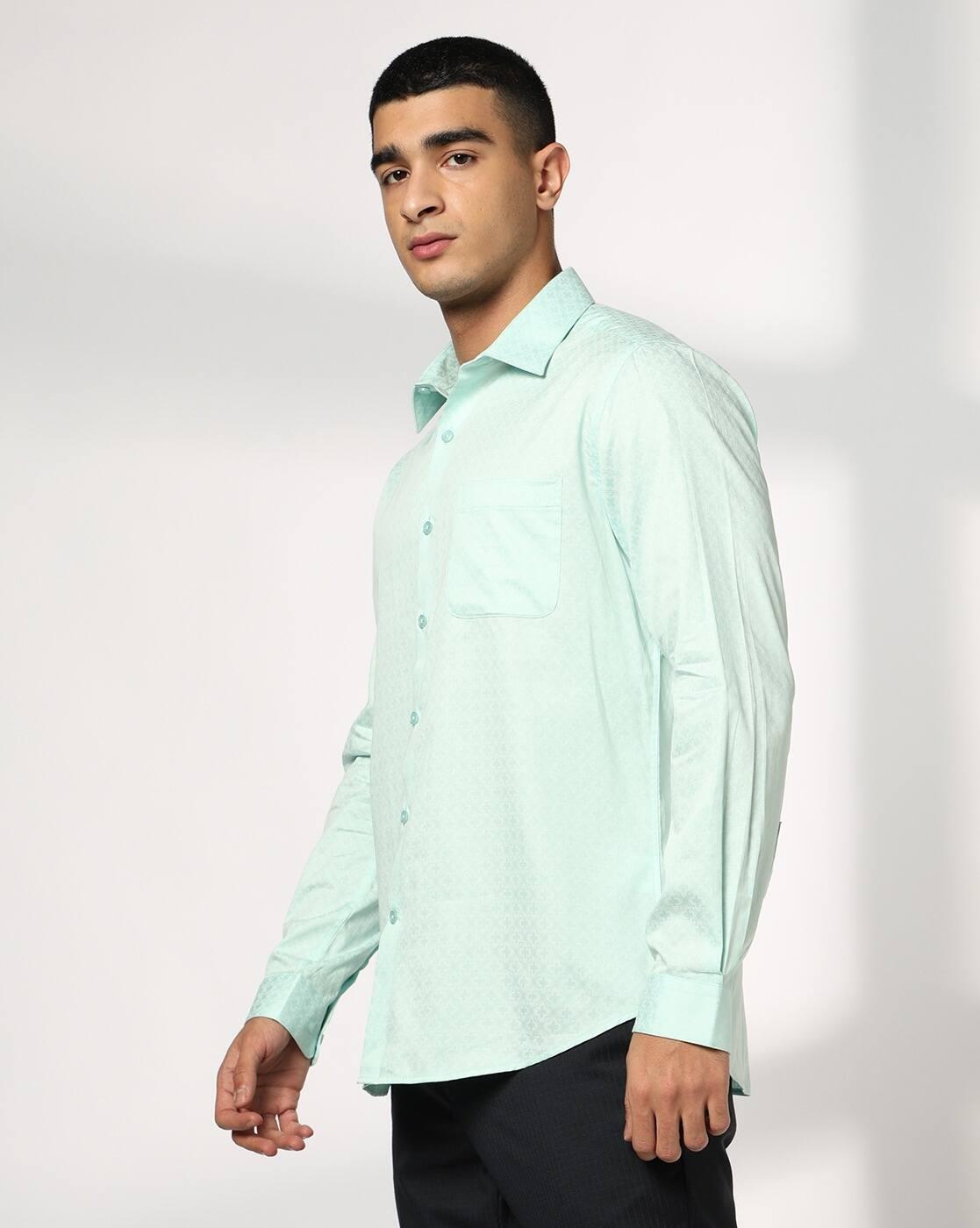 John Players | Men Slim Fit Cotton Shirt with Patch Pocket|1