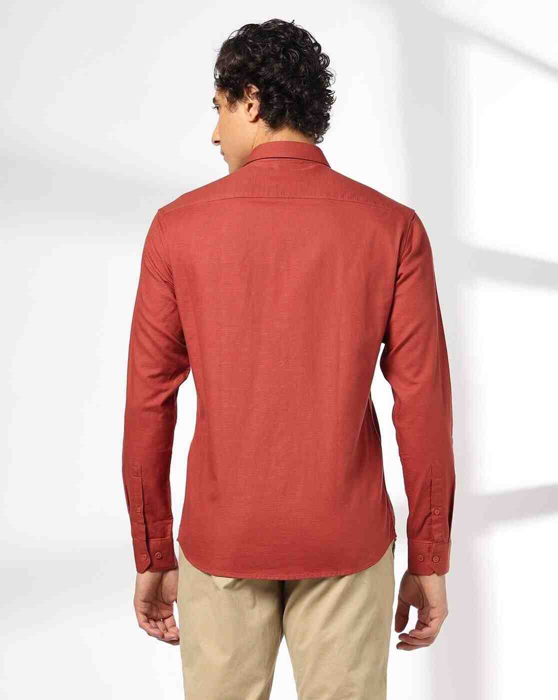John Players | Men Slim Fit Cotton Shirt with Patch Pocket|2