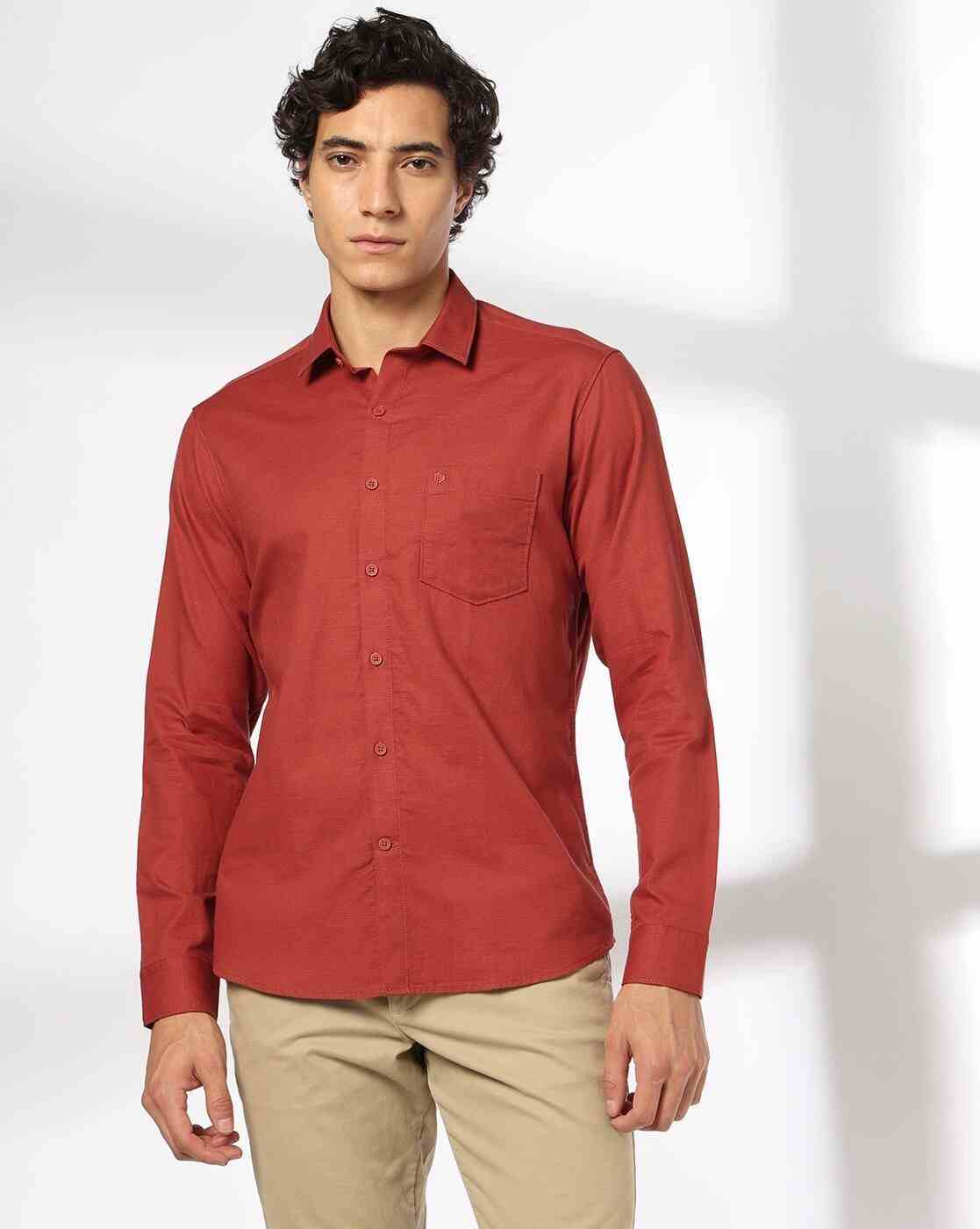 John Players | Men Slim Fit Cotton Shirt with Patch Pocket|3