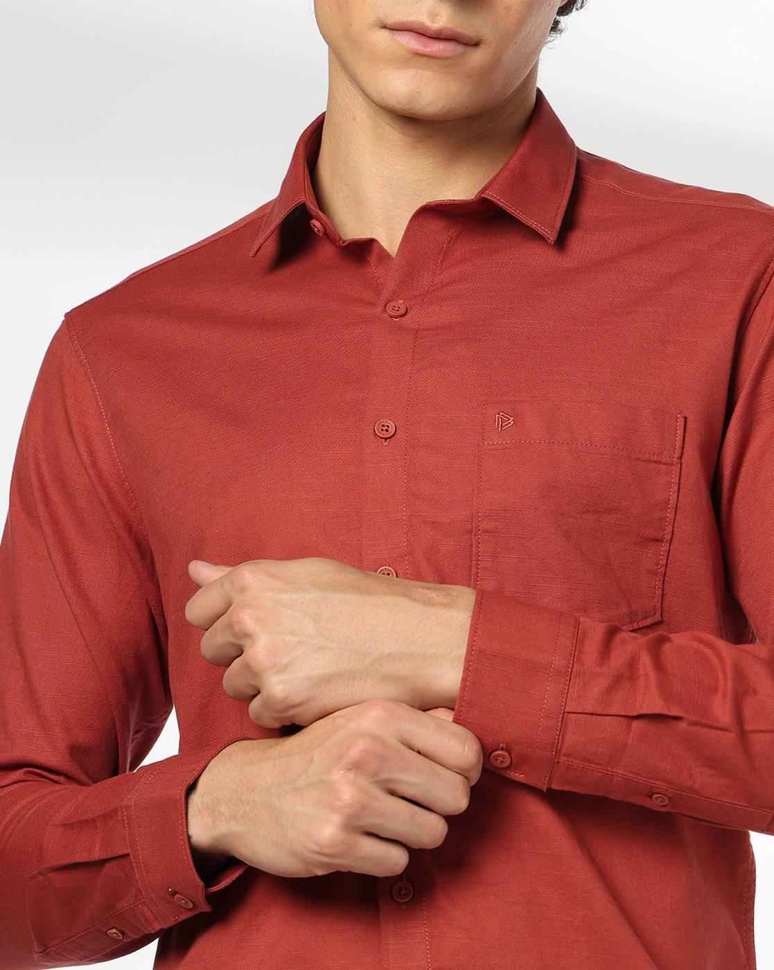 John Players | Men Slim Fit Cotton Shirt with Patch Pocket|4