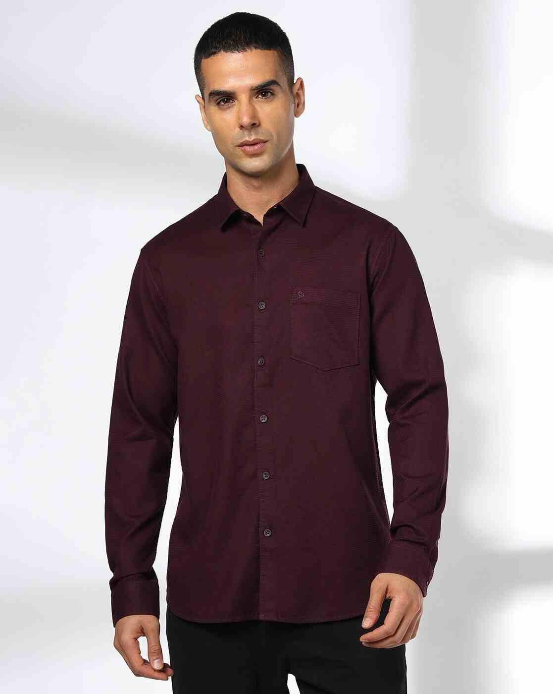 John Players | Men Slim Fit Cotton Shirt with Patch Pocket|3