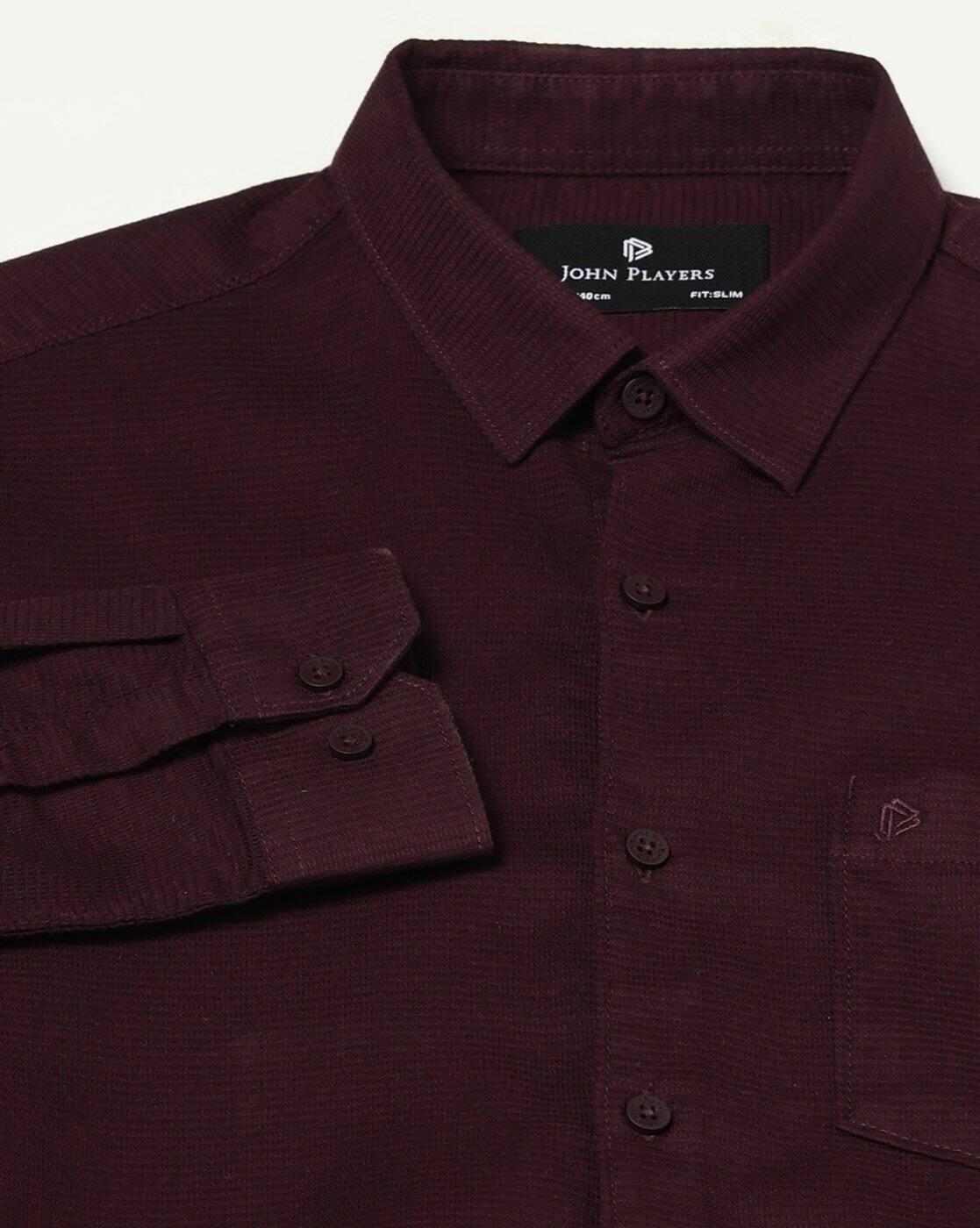 John Players | Men Slim Fit Cotton Shirt with Patch Pocket|5