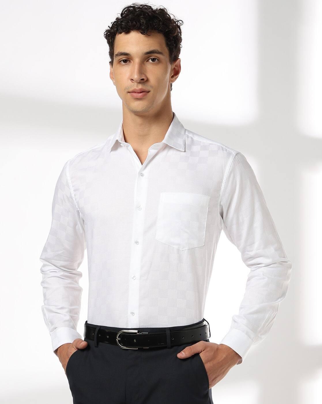 John Players | Men Regular Fit Cotton Shirt with Patch Pocket|0