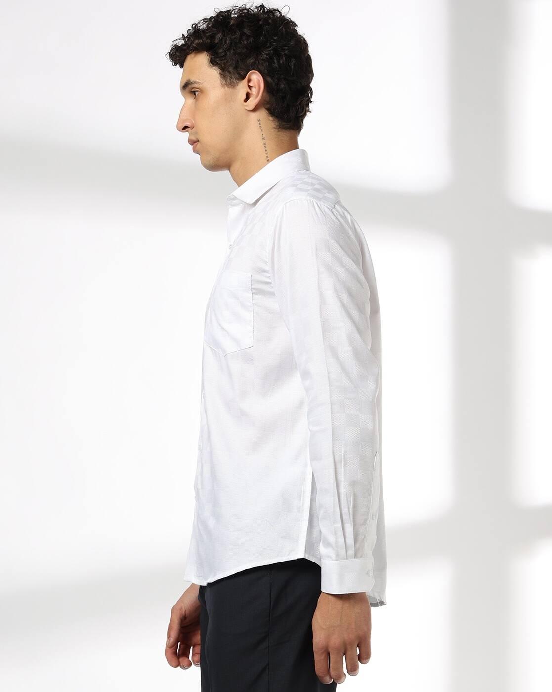 John Players | Men Regular Fit Cotton Shirt with Patch Pocket|1