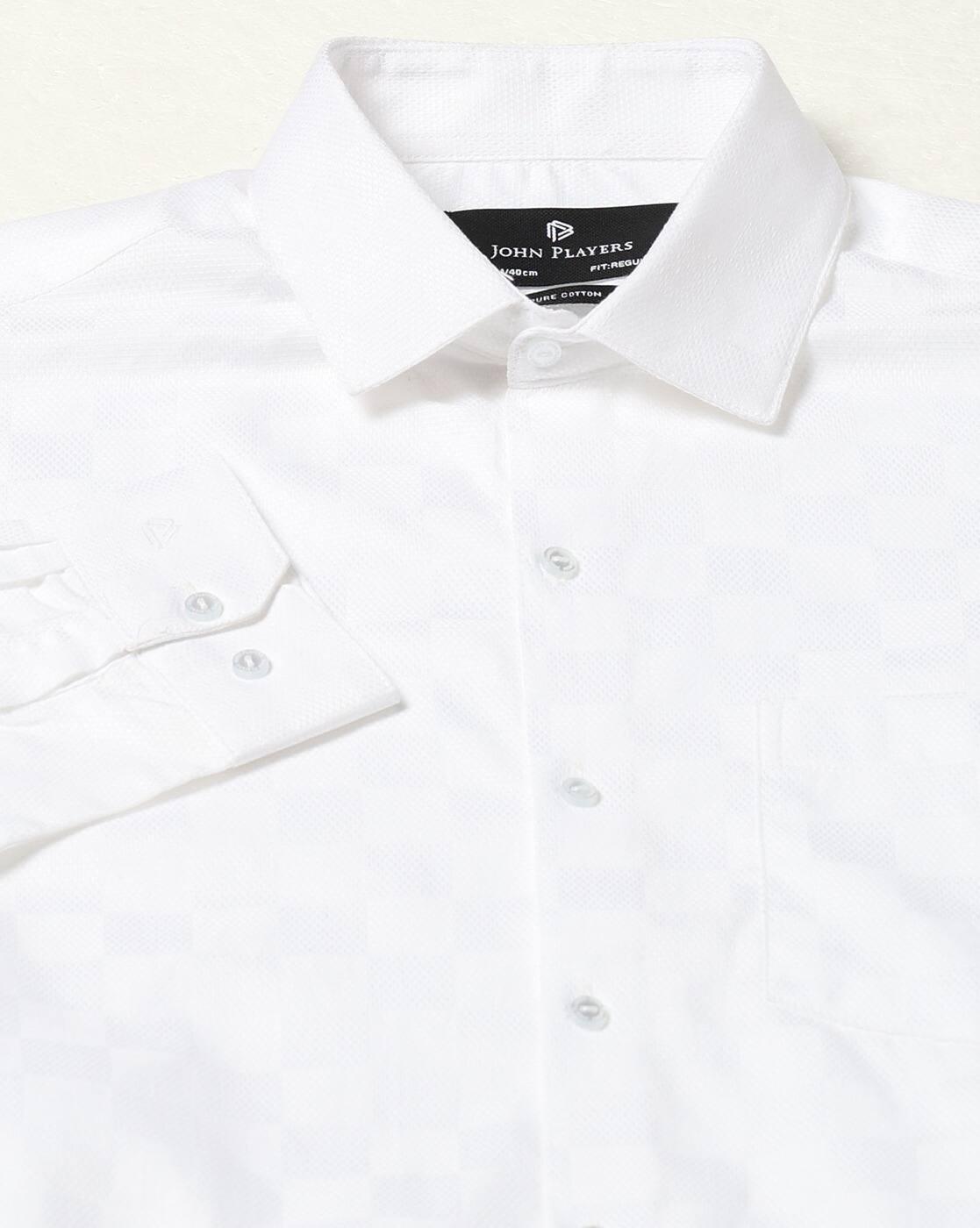 John Players | Men Regular Fit Cotton Shirt with Patch Pocket|5