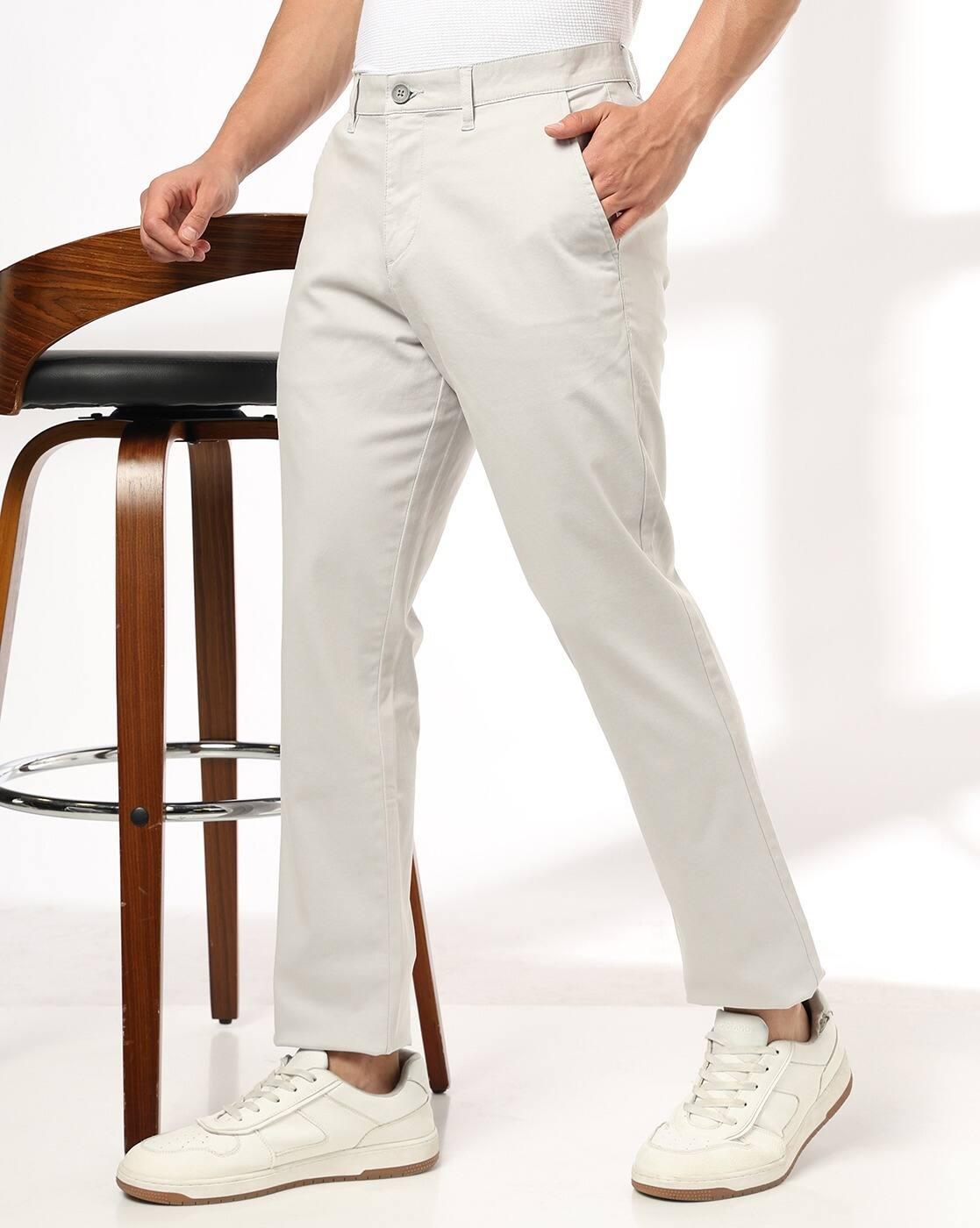 Men Slim Fit Flat-Front Trousers