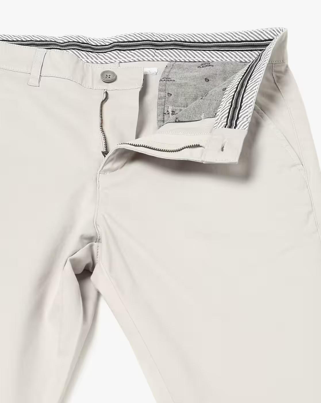 John Players | Men Slim Fit Flat-Front Trousers|4