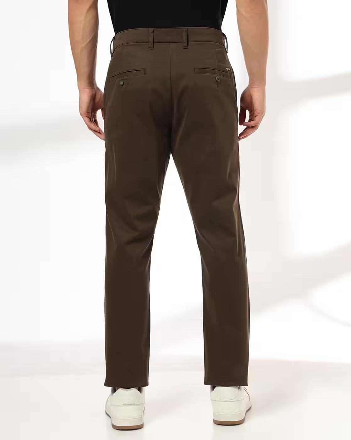 John Players | Men Slim Fit Flat-Front Trousers|2