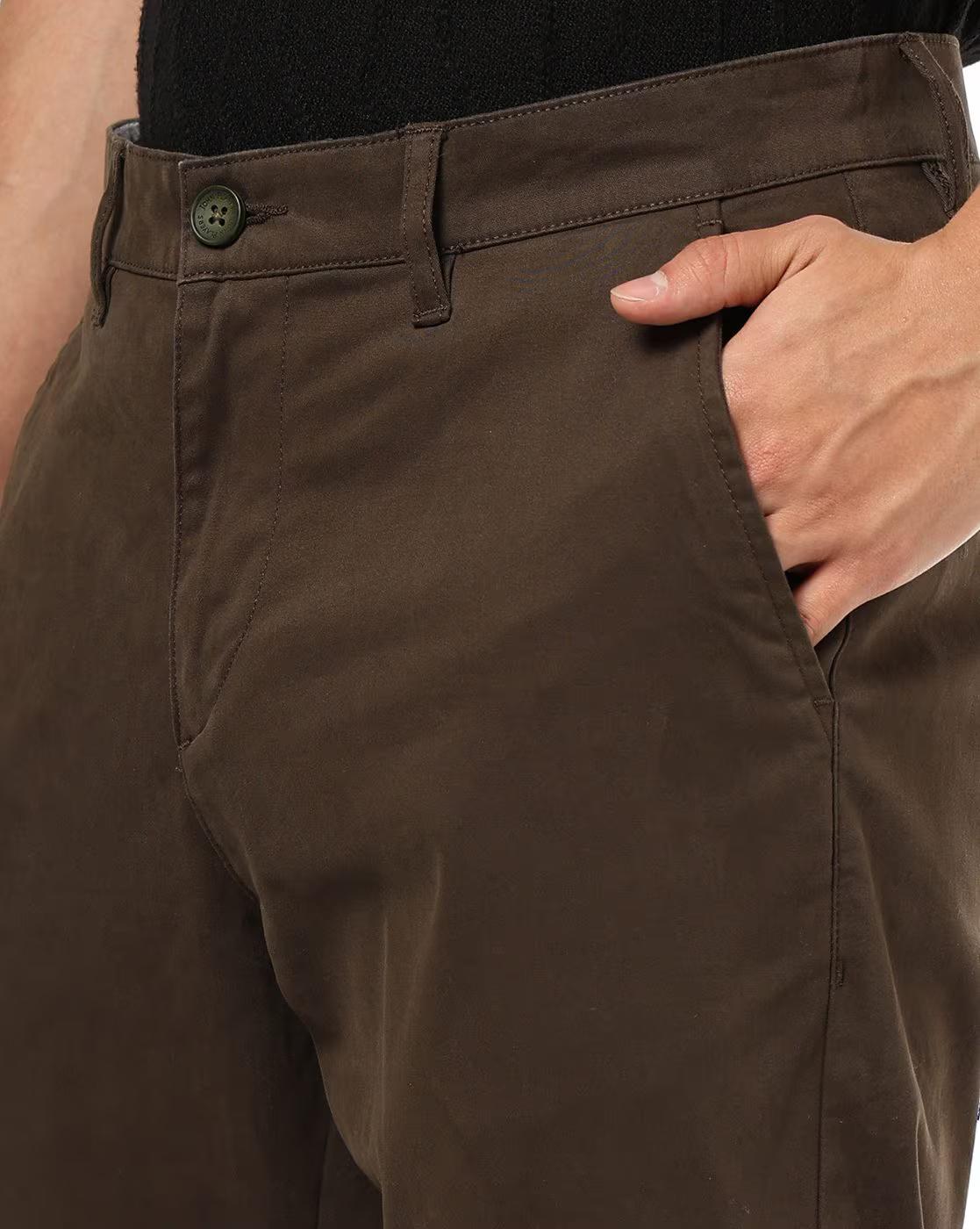John Players | Men Slim Fit Flat-Front Trousers|3