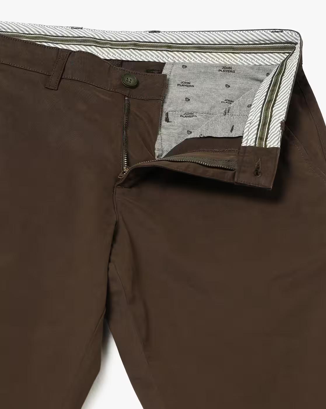 John Players | Men Slim Fit Flat-Front Trousers|4