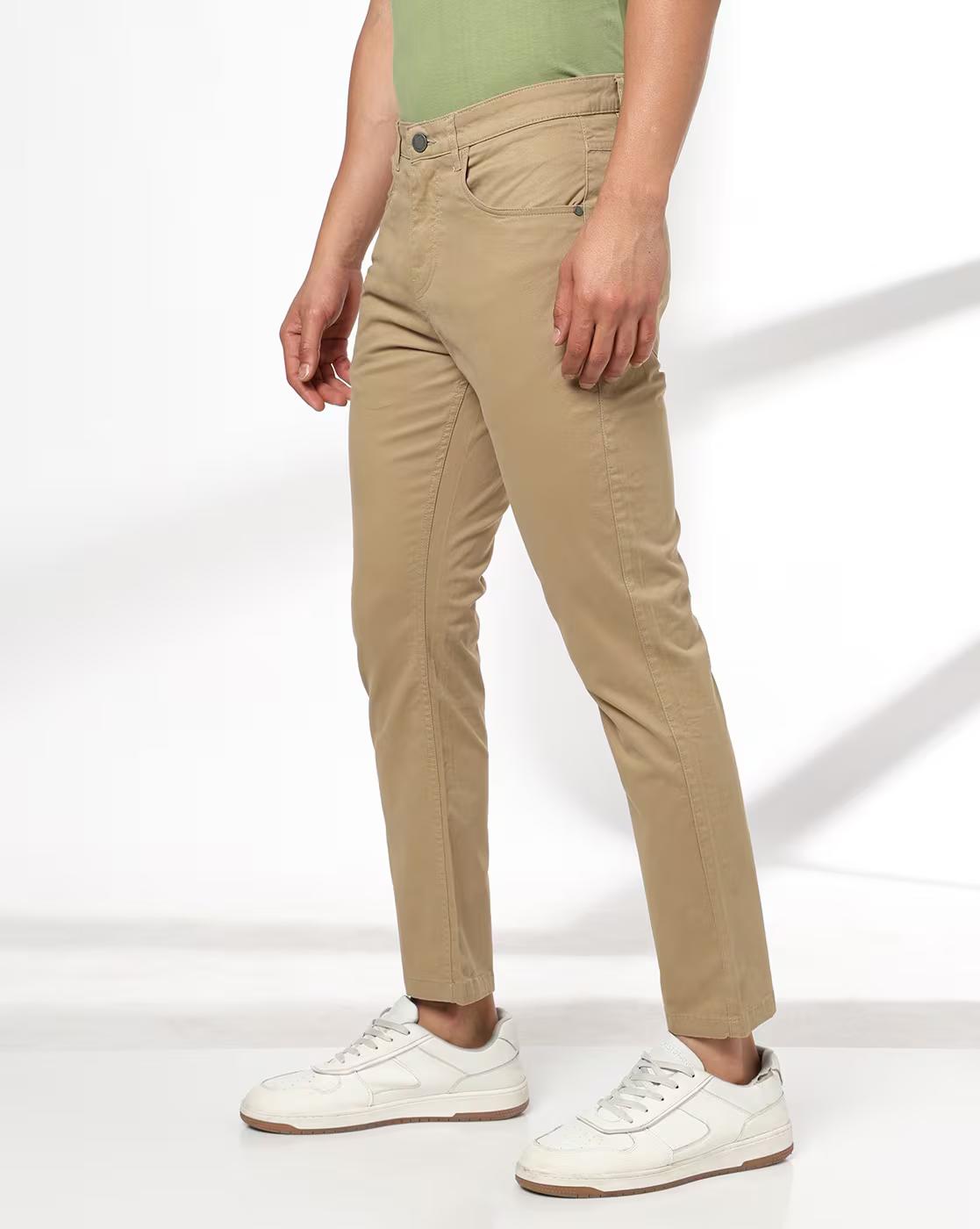 John Players | Men Slim Fit Mid-Rise Chinos|1