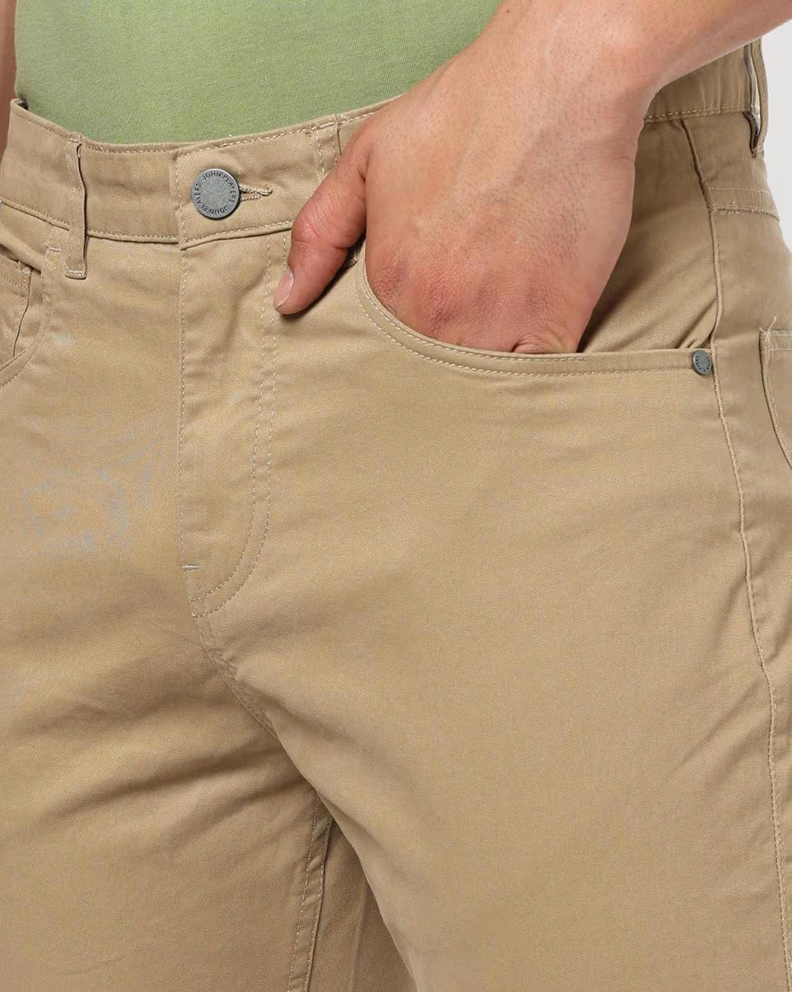 John Players | Men Slim Fit Mid-Rise Chinos|3