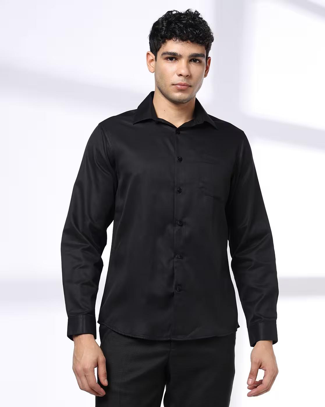 John Players | Men Slim Fit Shirt with Patch Pocket|3