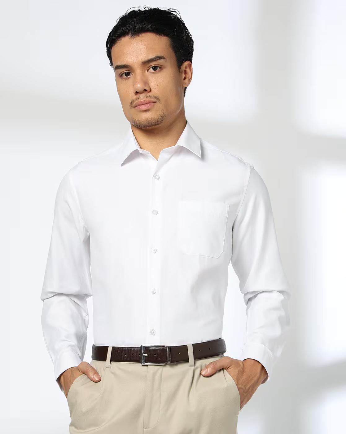 John Players | Men Slim Fit Shirt with Patch Pocket|0