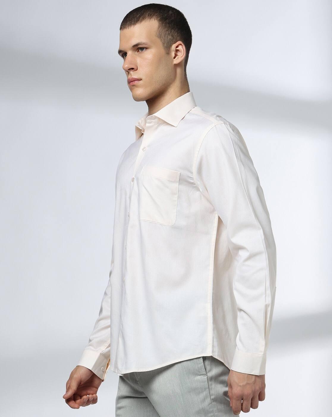 John Players | Men Regular Fit Cotton Shirt with Patch Pocket|1