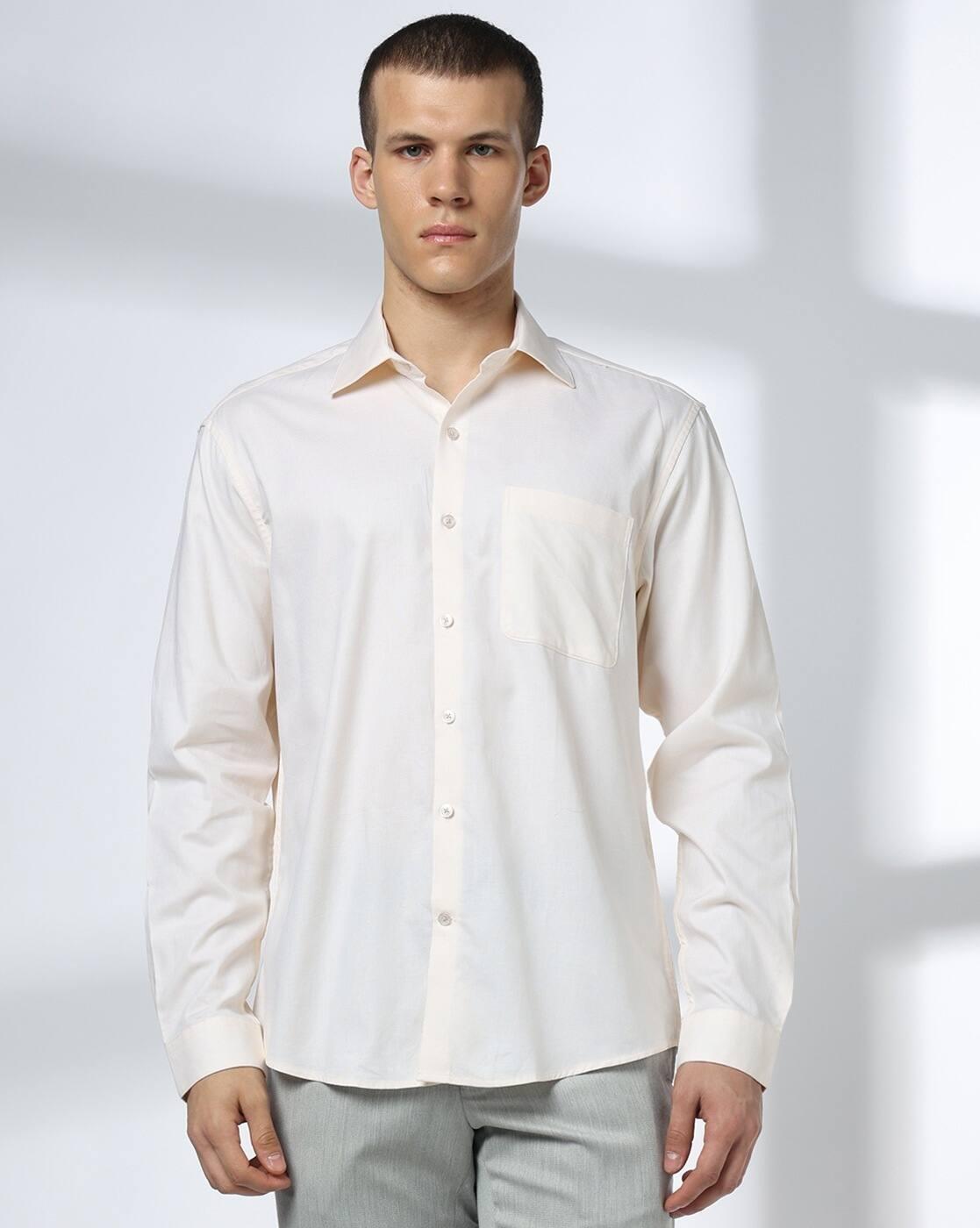 John Players | Men Regular Fit Cotton Shirt with Patch Pocket|3