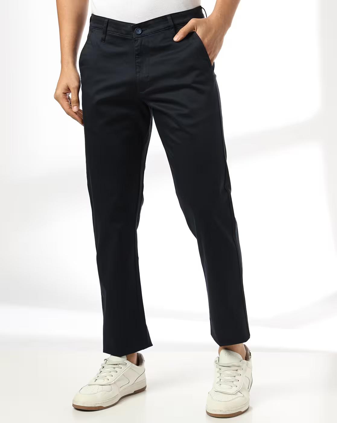 John Players | Men Slim Fit Stretchable Mid-Rise Chinos|0