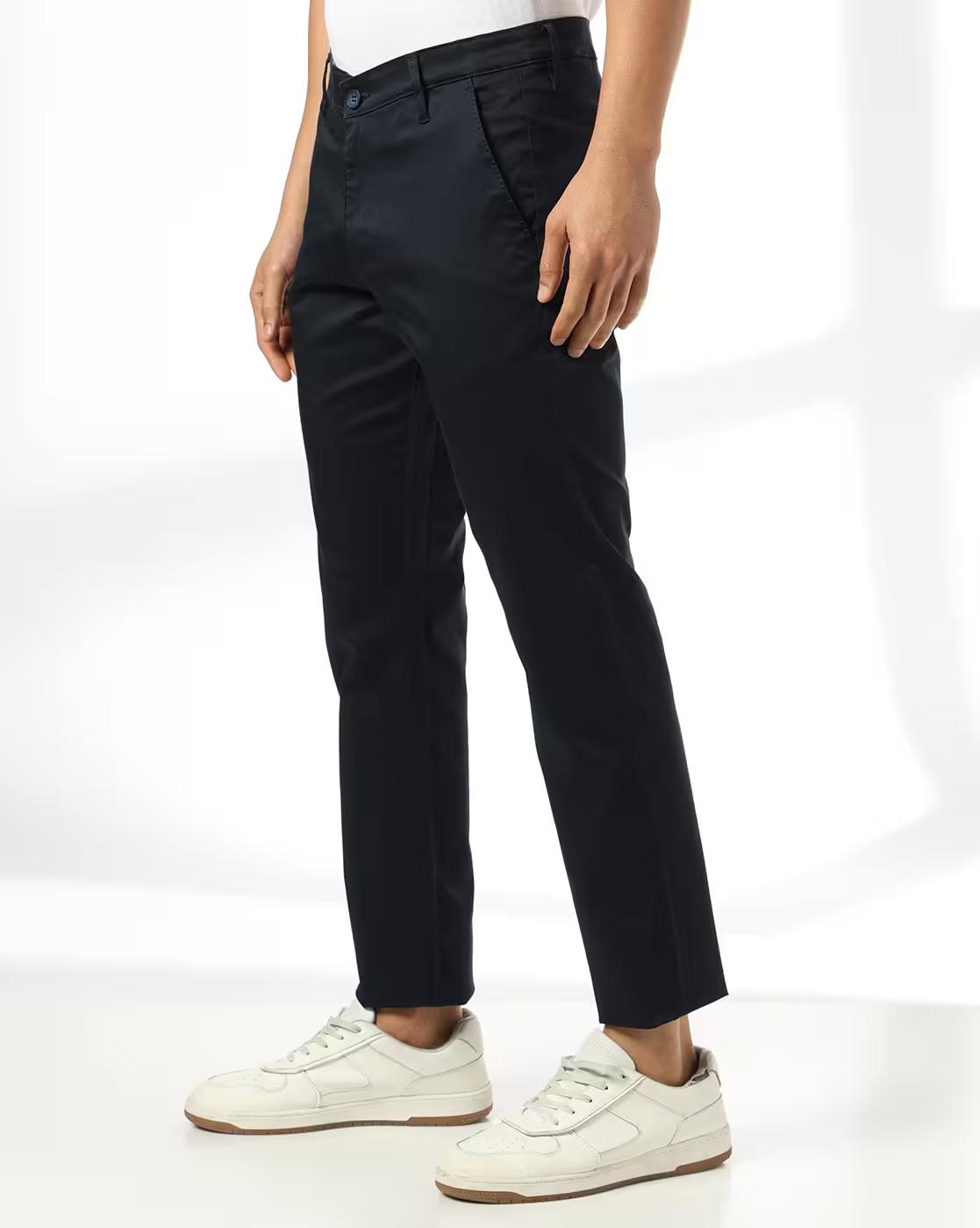 John Players | Men Slim Fit Stretchable Mid-Rise Chinos|1