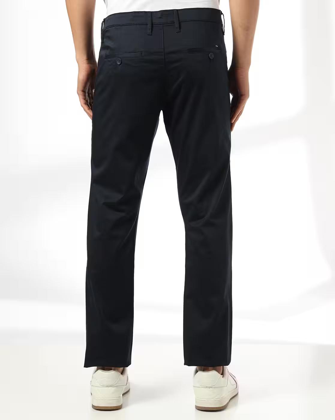 John Players | Men Slim Fit Stretchable Mid-Rise Chinos|2