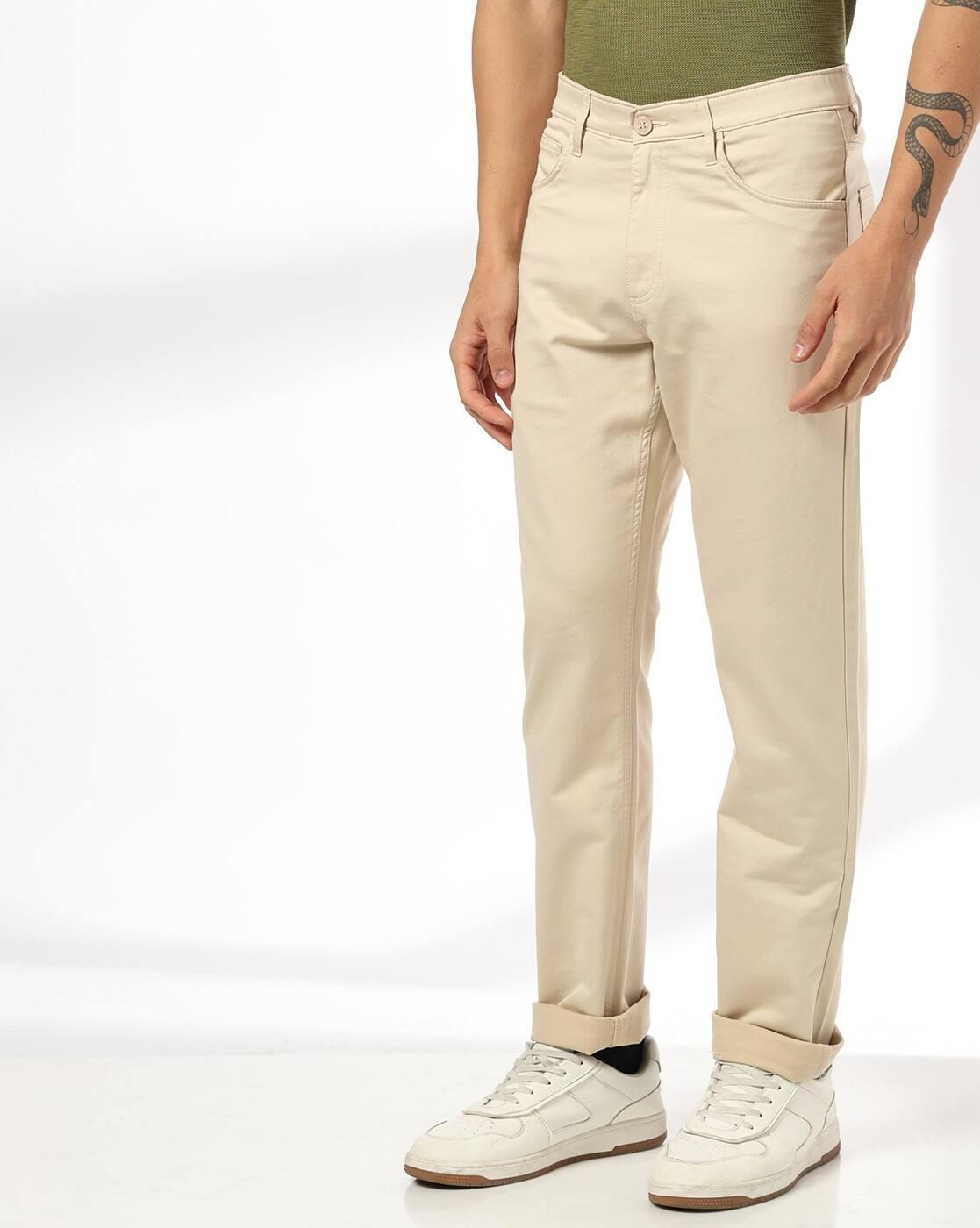 John Players | Men Slim Fit Flat-Front Trousers|0