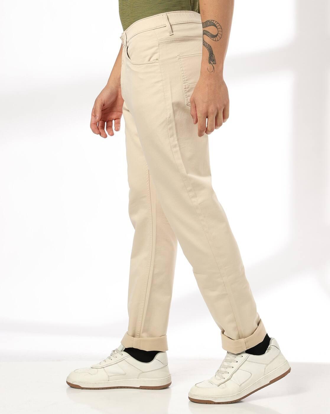 John Players | Men Slim Fit Flat-Front Trousers|1