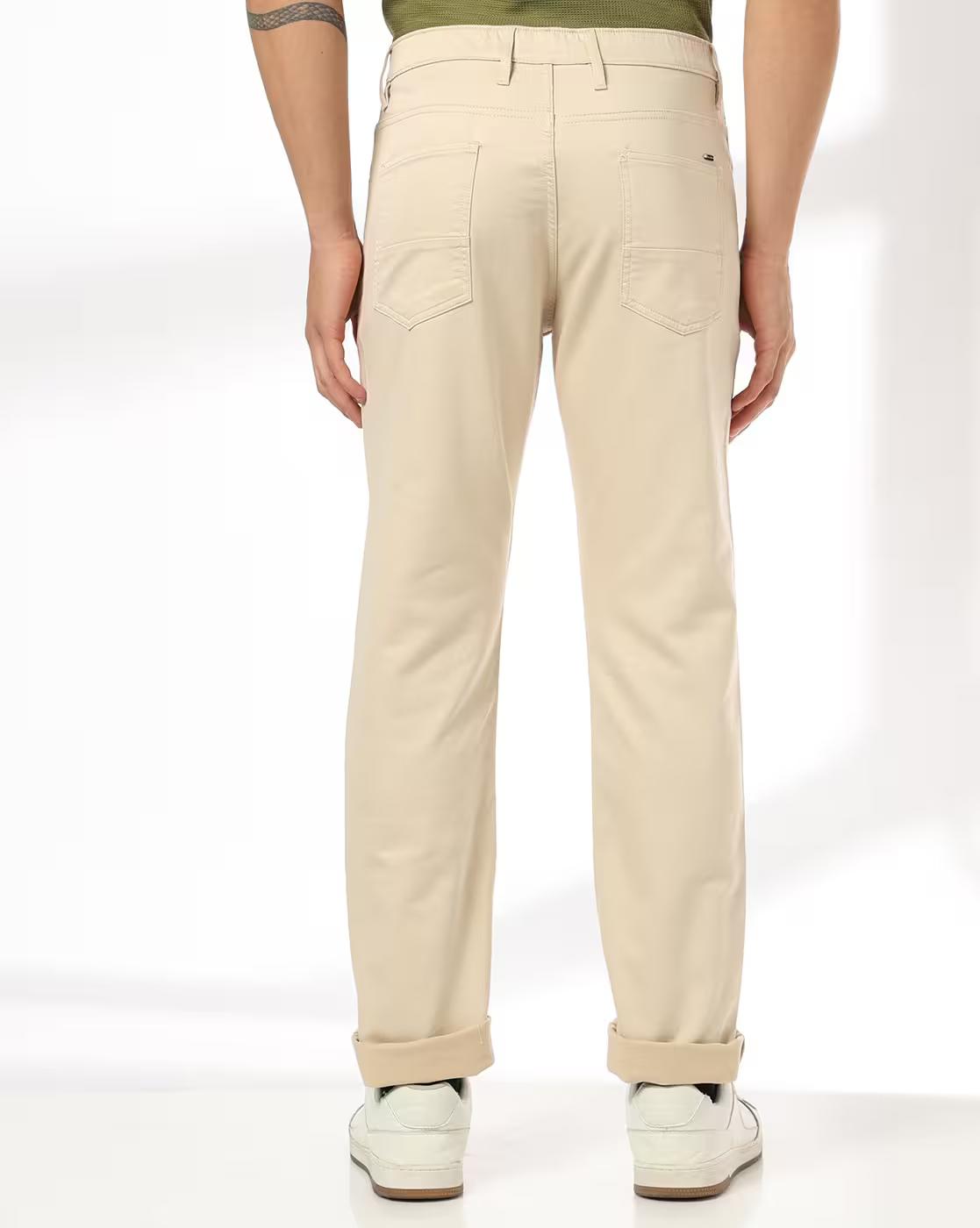 John Players | Men Slim Fit Flat-Front Trousers|2