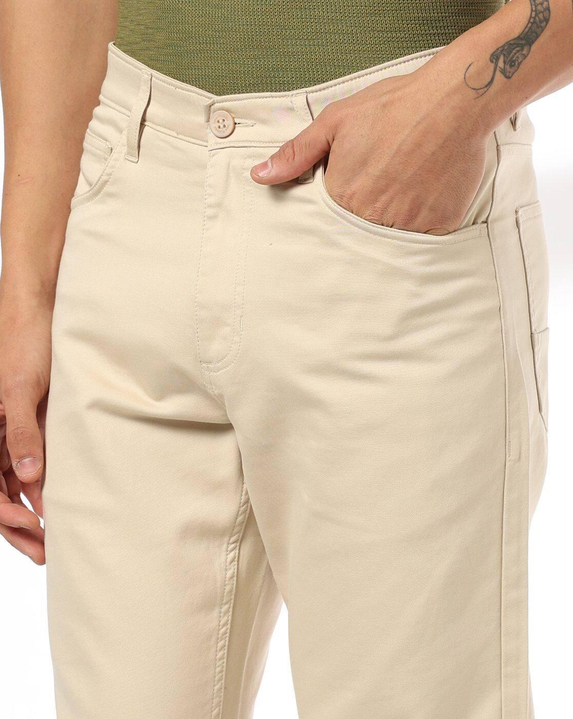 John Players | Men Slim Fit Flat-Front Trousers|3