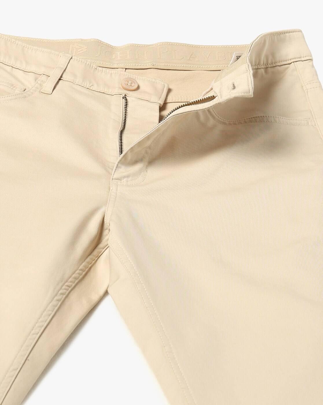 John Players | Men Slim Fit Flat-Front Trousers|4