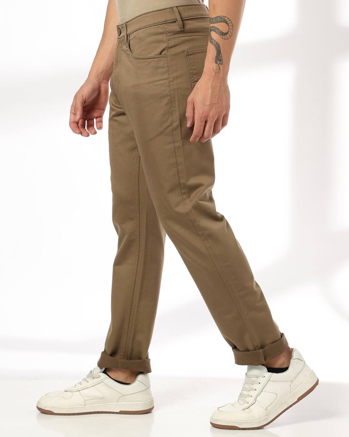 John Players | Men Slim Fit Flat-Front Trousers|1