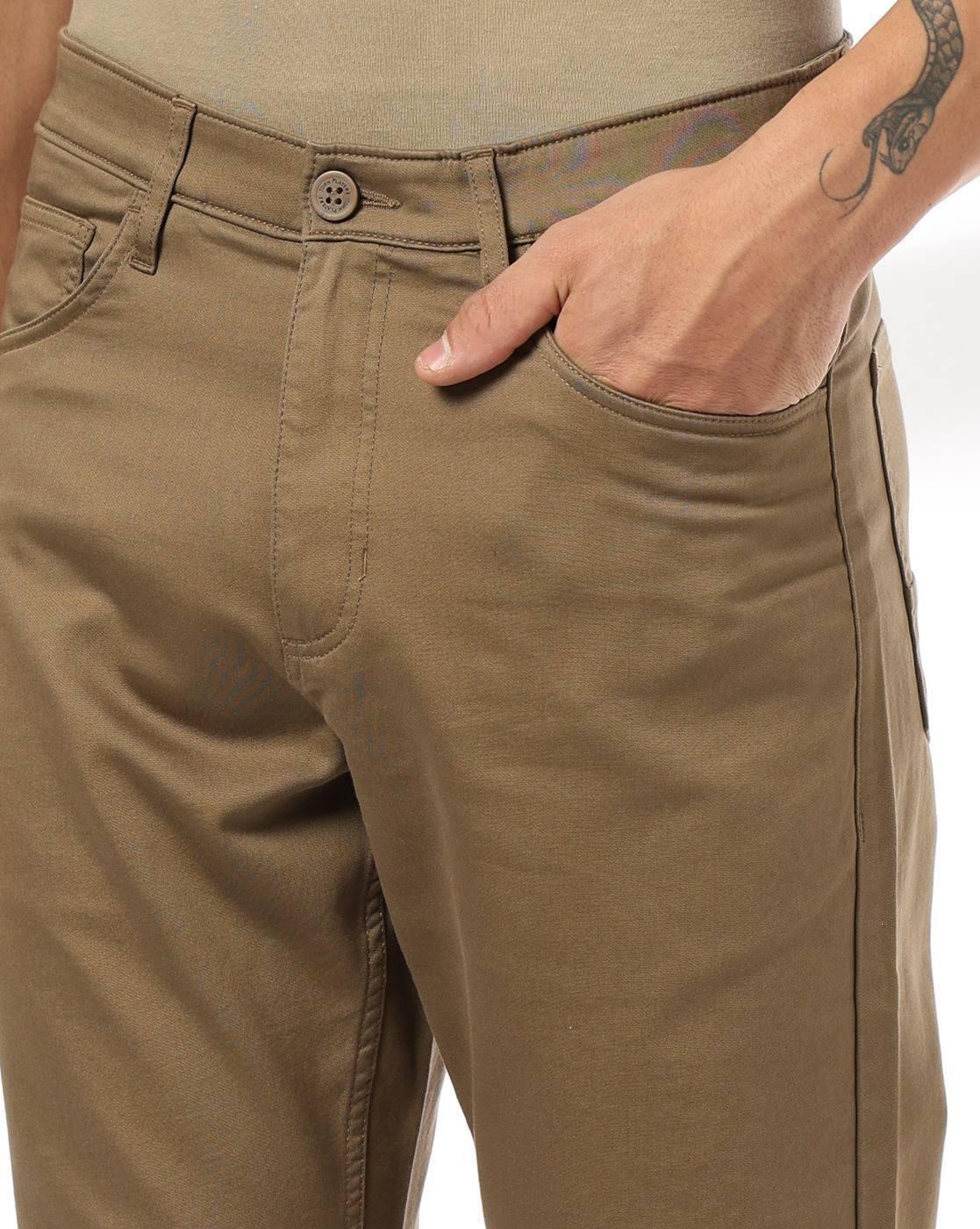 John Players | Men Slim Fit Flat-Front Trousers|3